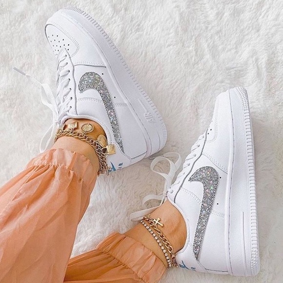 Nike Shoes - Nike custom bling swoosh air force 1 sneakers
